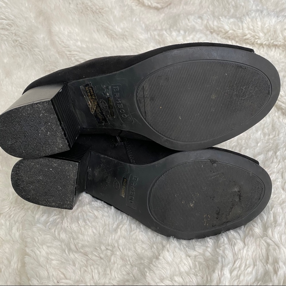 Bamboo Black Suede Lace Up Peep Toe Bootie - Picture 10 of 10